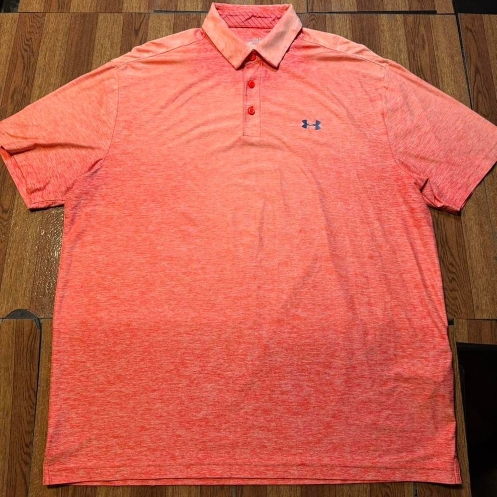 Under Armour Red Heat Tech Retro Sportswear Golf Button Polo Shirt XL